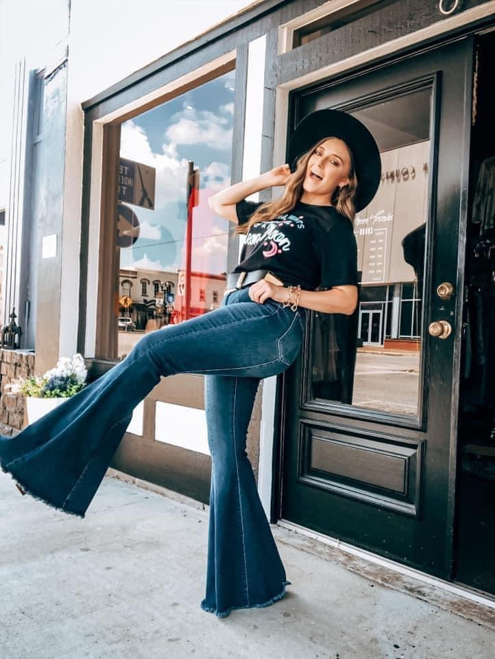 Pinterest Flared Jean Outfits Neon Moon Tee – HANK SCOOT