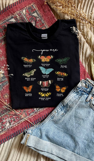 Butterfly Bible Verse Tee- Preorder